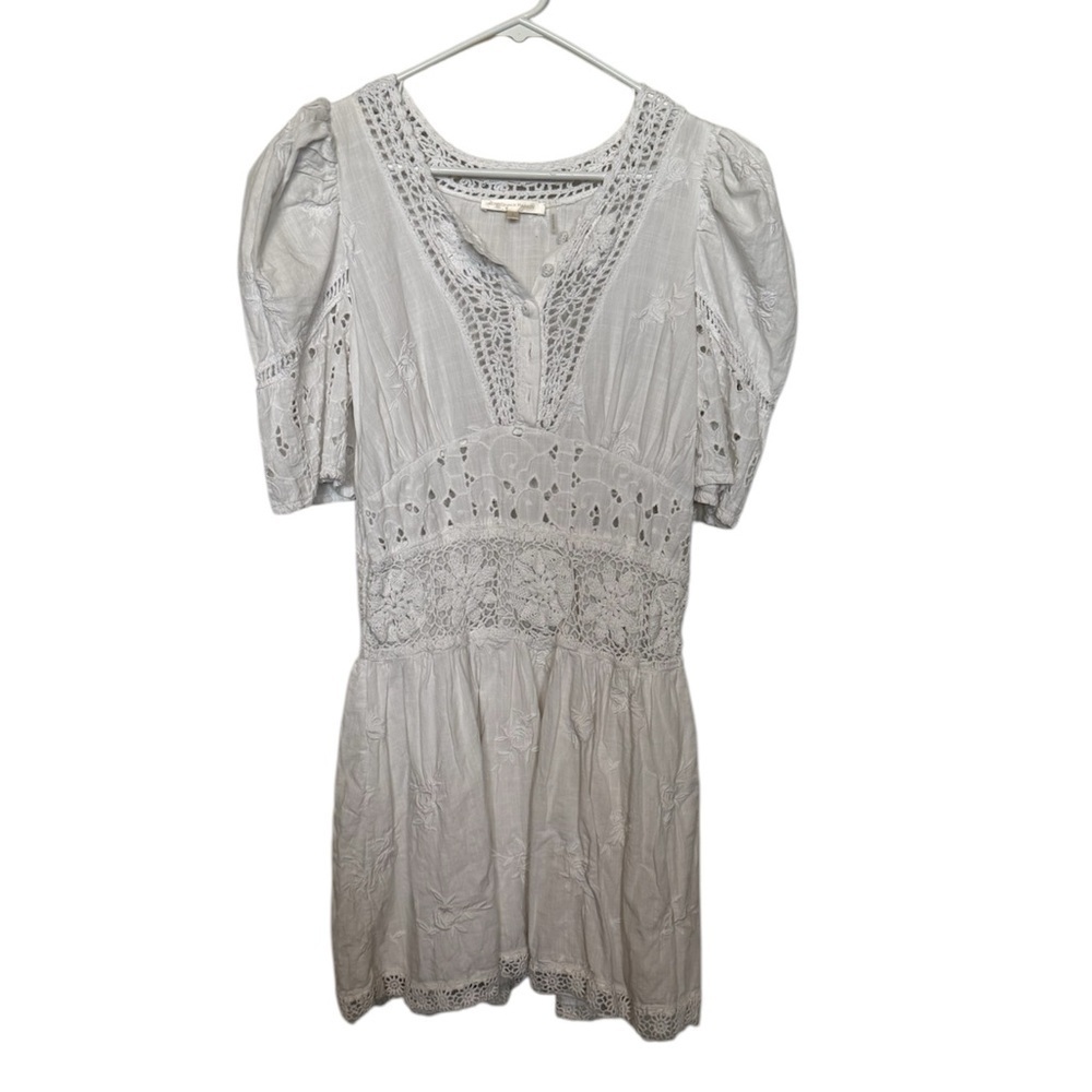 LOVESHACKFANCY White Crochet Divine Dress Size 8